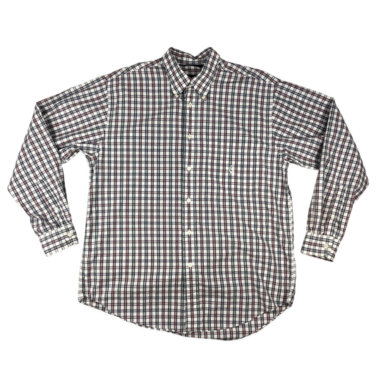 Vintage Nautica White, Blue, and Red Plaid Shirt L