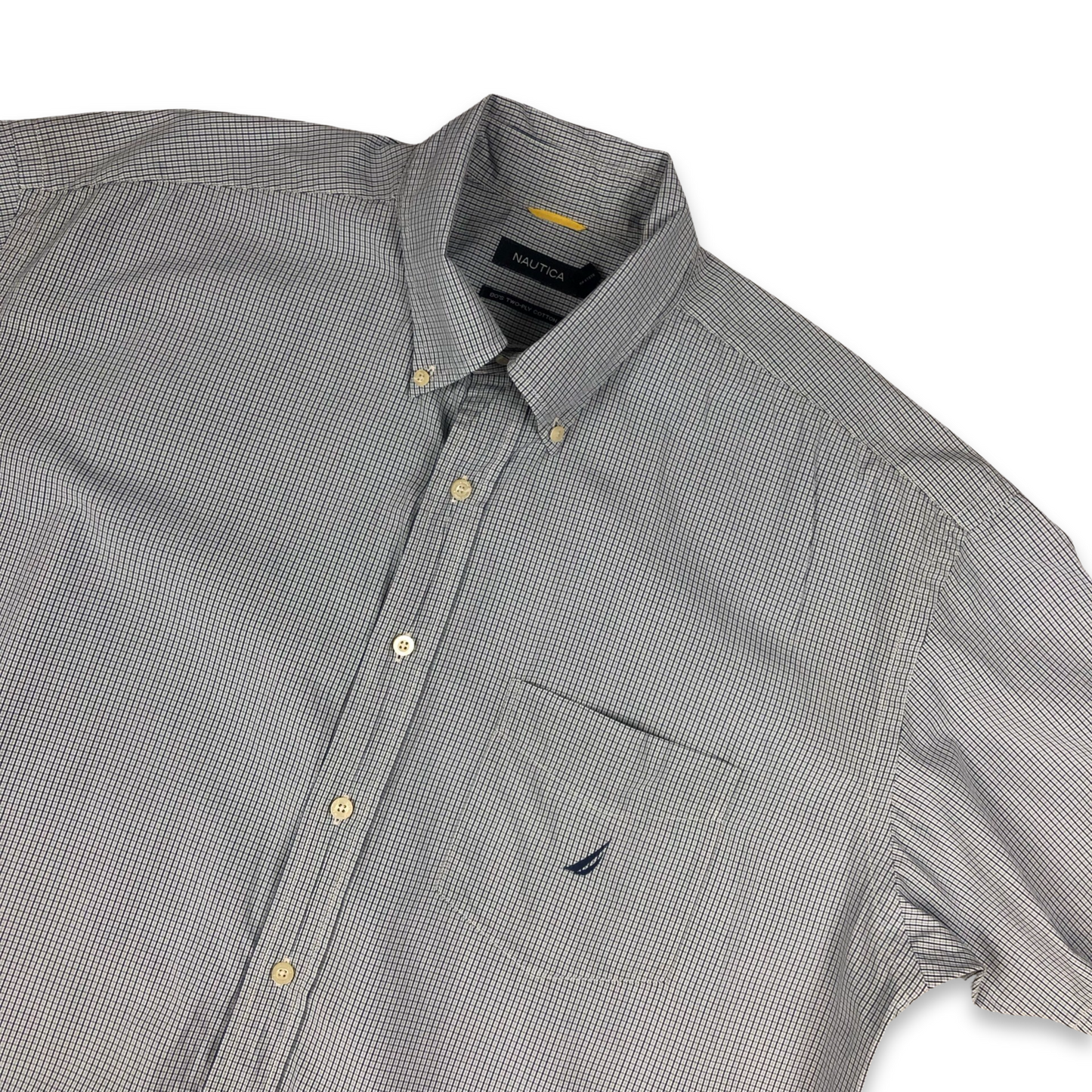 Vintage Nautica Blue and White Plaid Short Sleeve Shirt 4XL