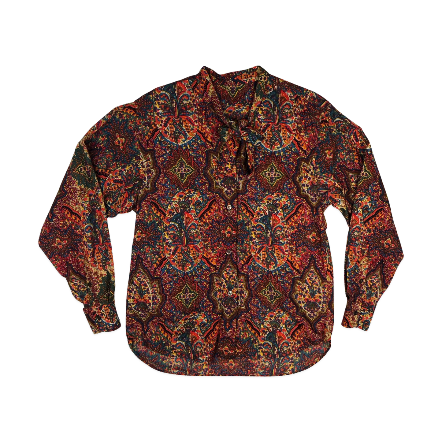 Vintage 80s 90s Paisley Print Multicolour Blouse 16