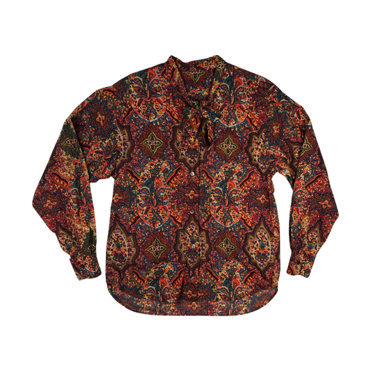 Vintage 80s 90s Paisley Print Multicolour Blouse 16