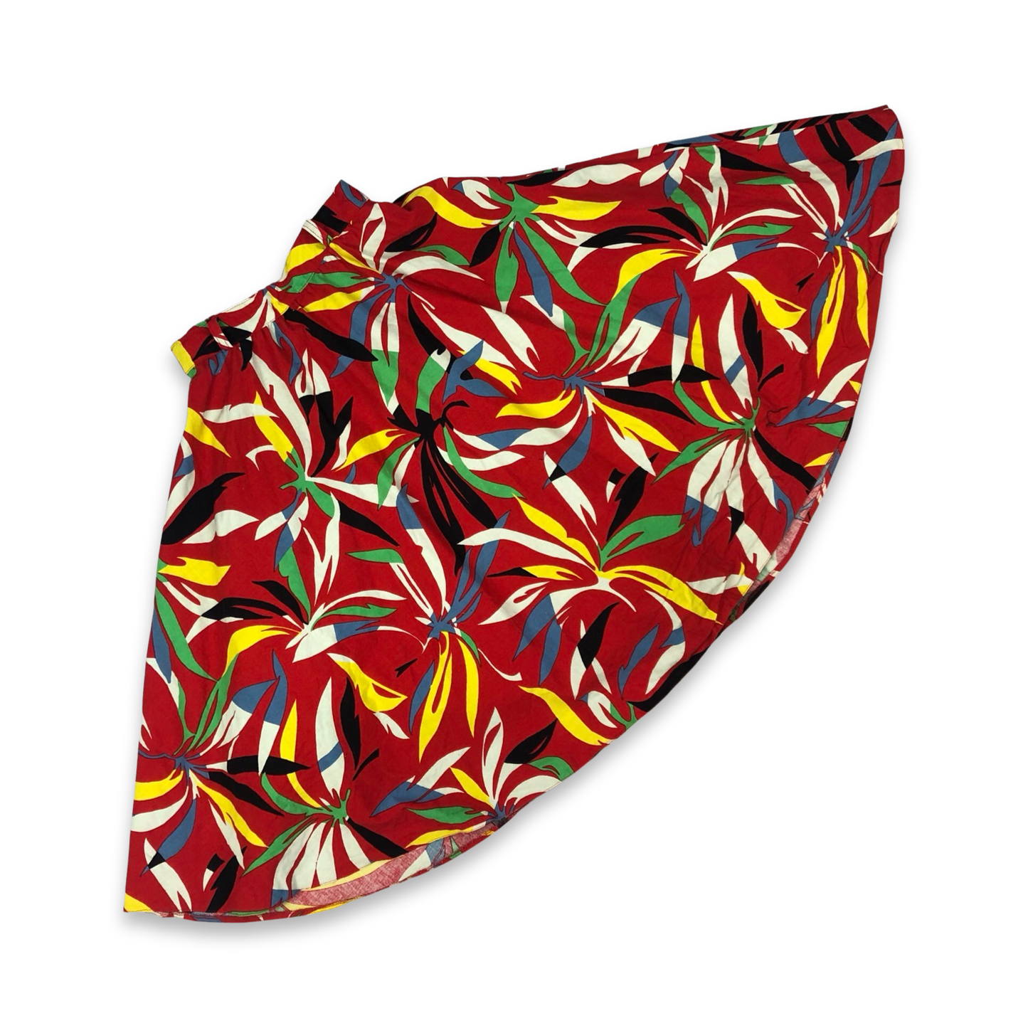 Vintage 80s Cotton Red Loud Floral Patterned Full Circle Skirt 4