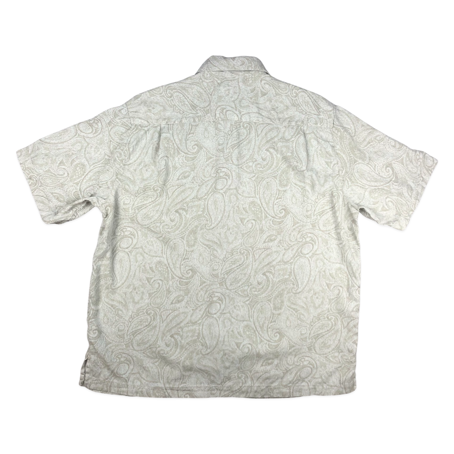 Vintage Beige Paisley Print Silk Shirt L