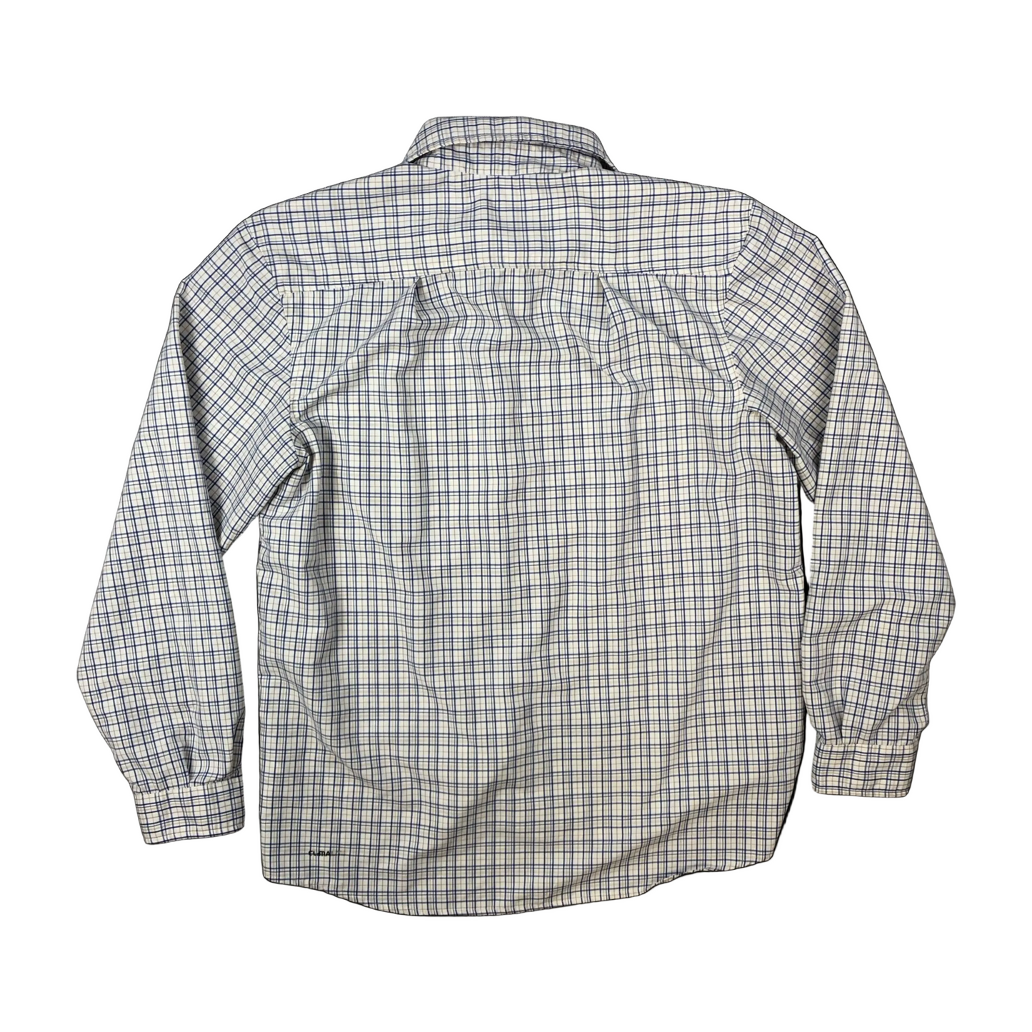 Vintage 2000s Adidas White Blue Orange Checked Plaid Button-Up Long Sleeve Shirt XL