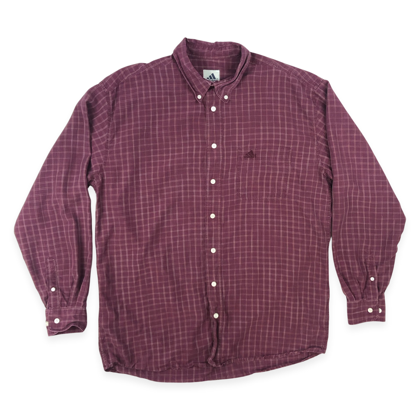 Vintage 90s Adidas Burgundy Checked Shirt XL