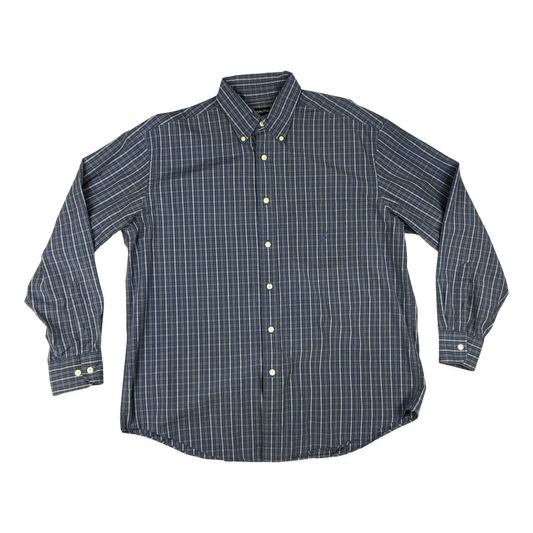 Vintage Nautica Blue and White Plaid Shirt XL