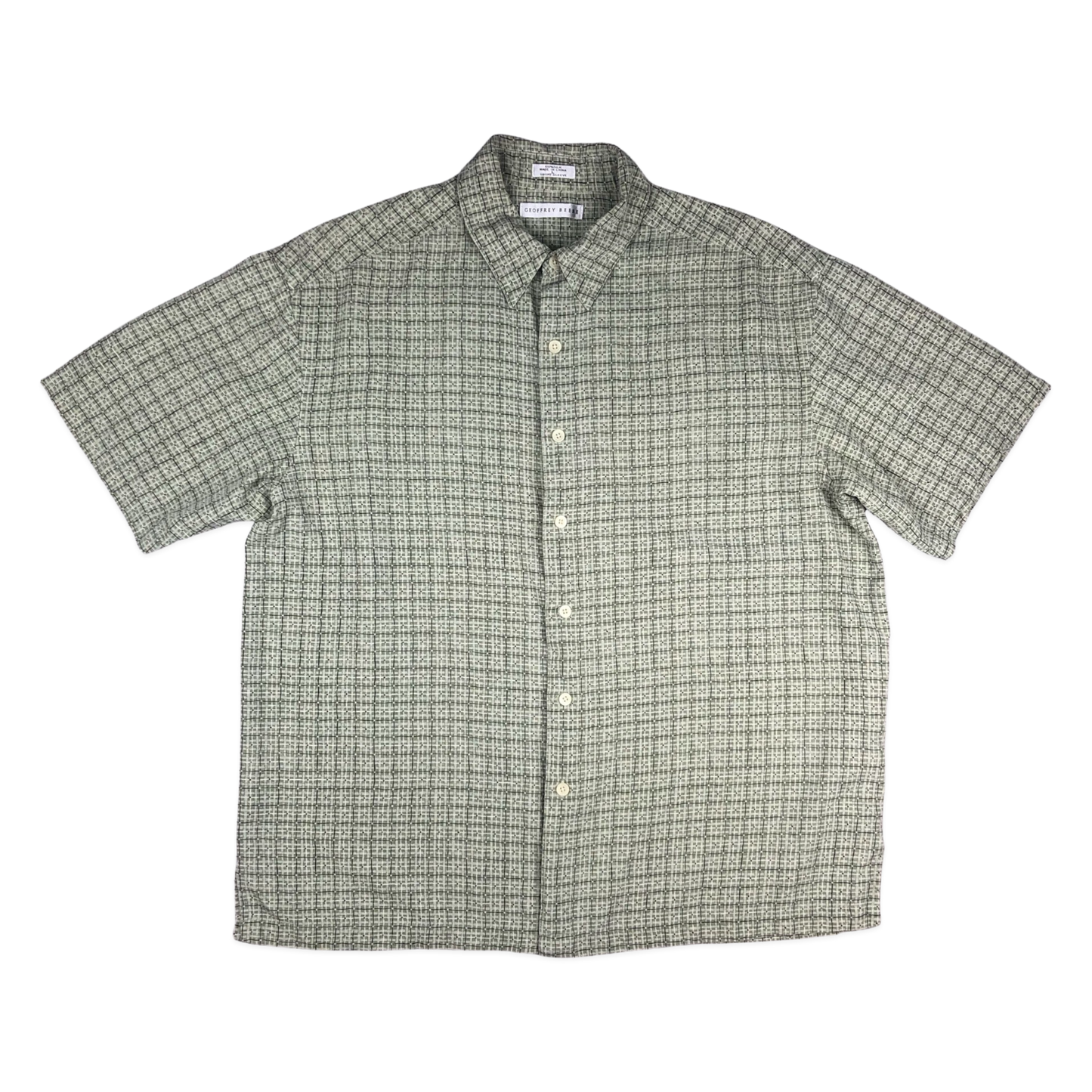 Vintage Green Abstract Print Silk Shirt L