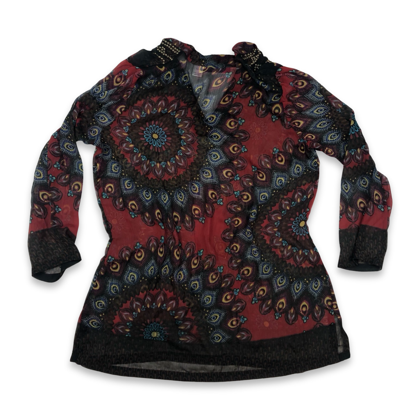 Vintage Y2K Mandala Print Blouse 14 16 18