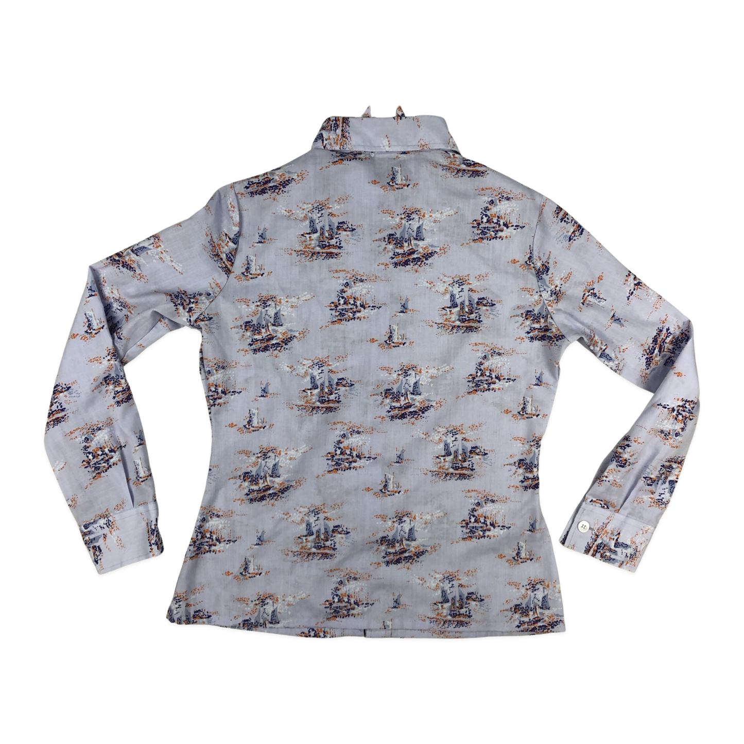 Vintage 70s Lilac Abstract Pattern Blouse 14
