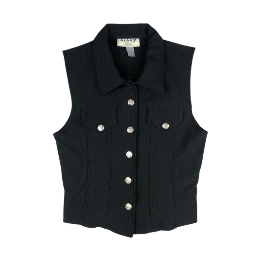 Vintage Y2K Black Sleeveless Cord Blouse 6