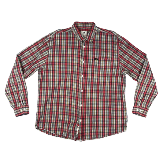 Vintage Lee Red, Blue, and Yellow Plaid Shirt XL