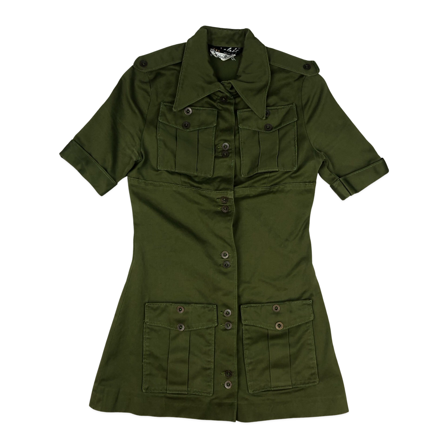 Vintage Green Safari Minidress 8
