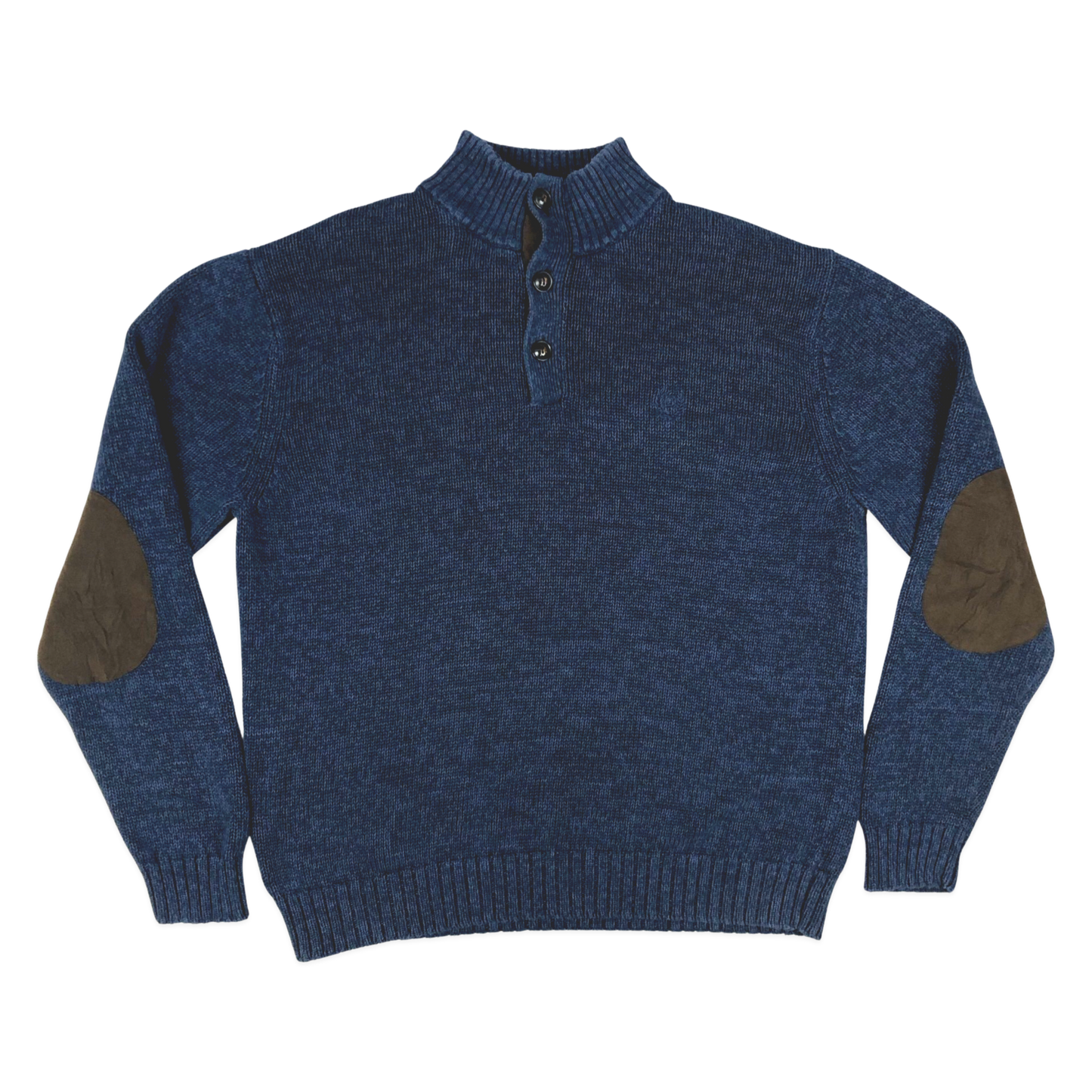 Vintage Chaps Navy Knit 1/4 Button Turtleneck Jumper L