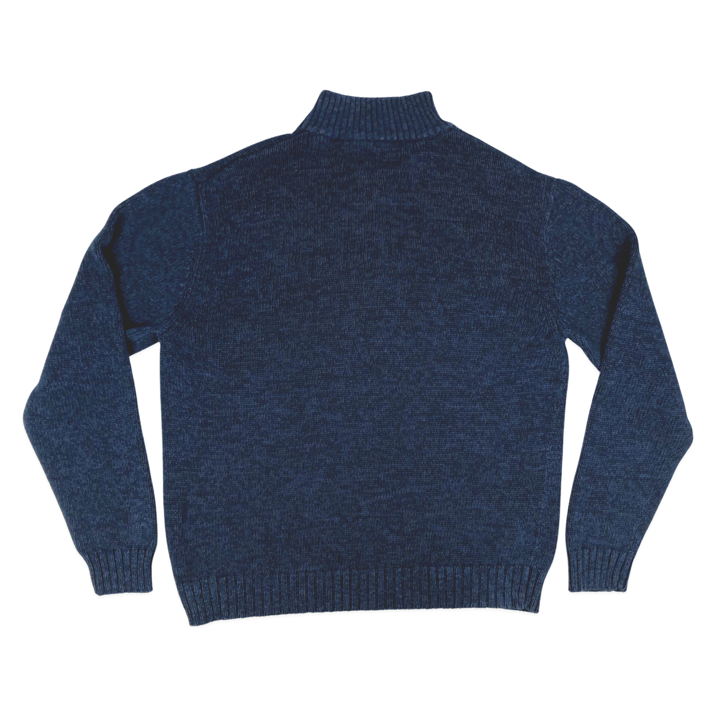 Vintage Chaps Navy Knit 1/4 Button Turtleneck Jumper L