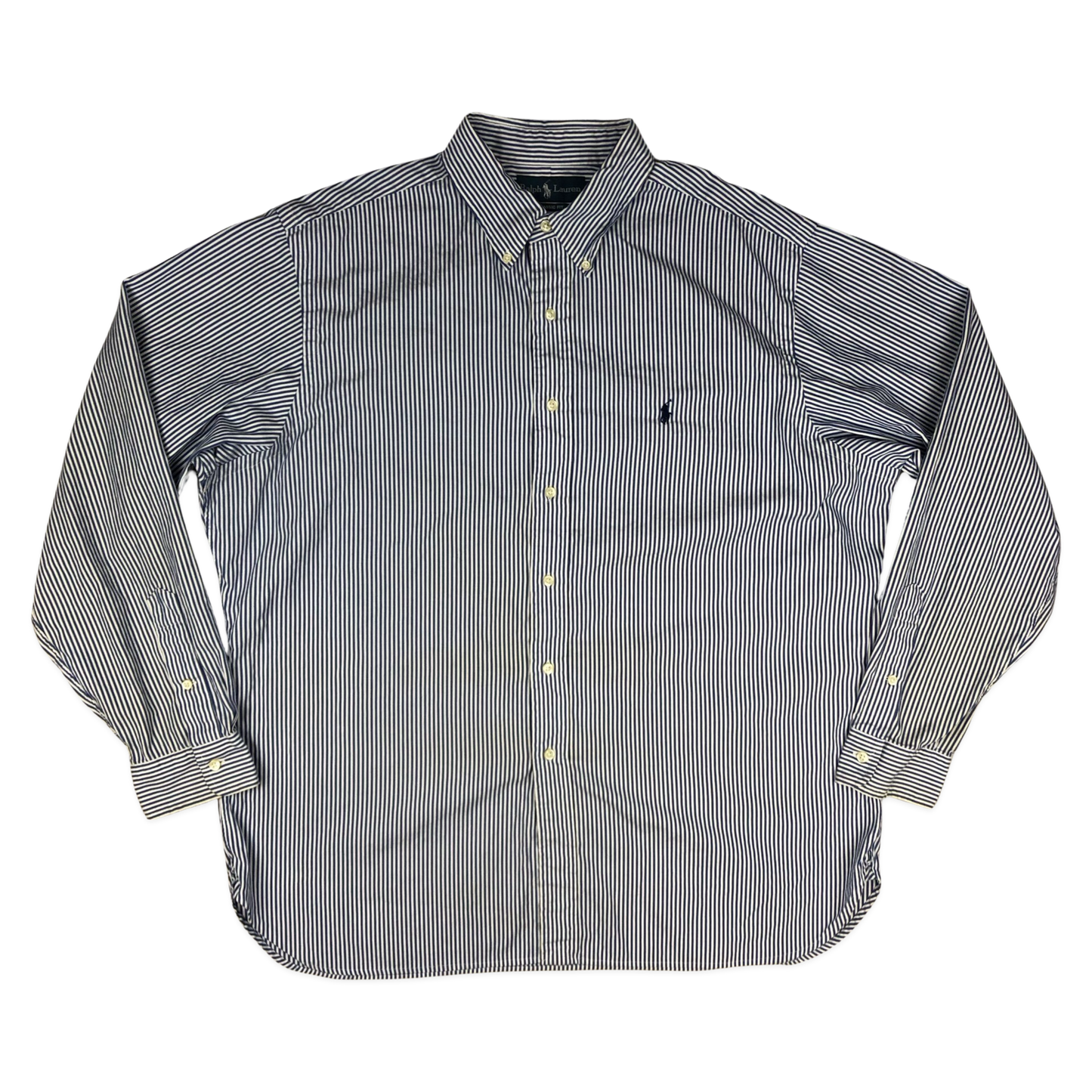 Vintage Ralph Lauren Blue and White Striped Shirt 3XL