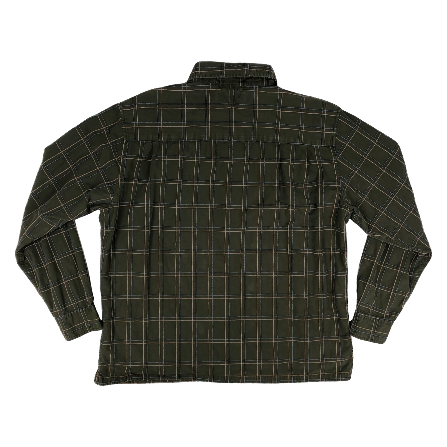 Vintage Wrangler Green Blue Orange Plaid Checked Button-Up Long Sleeve Shirt XXL