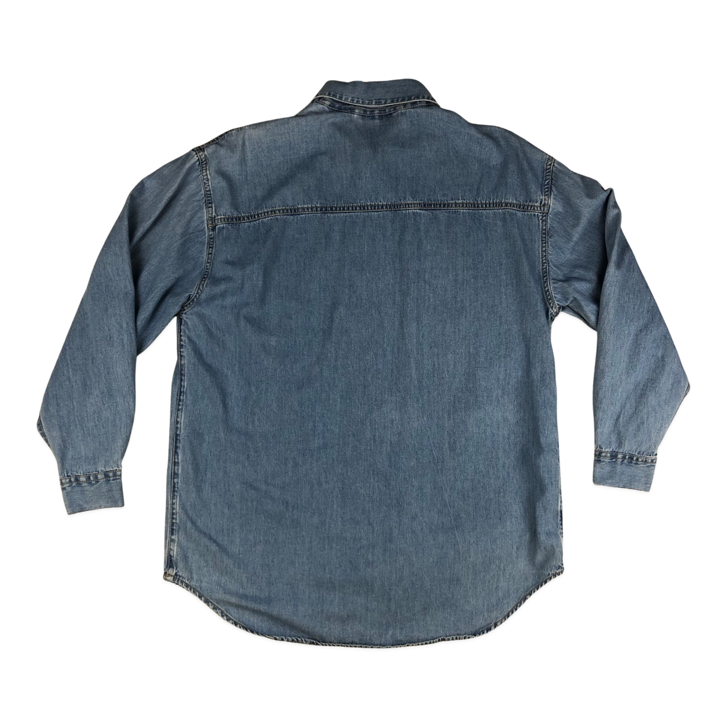 Vintage 80s Women's Embroidered Flower Denim Shirt 16