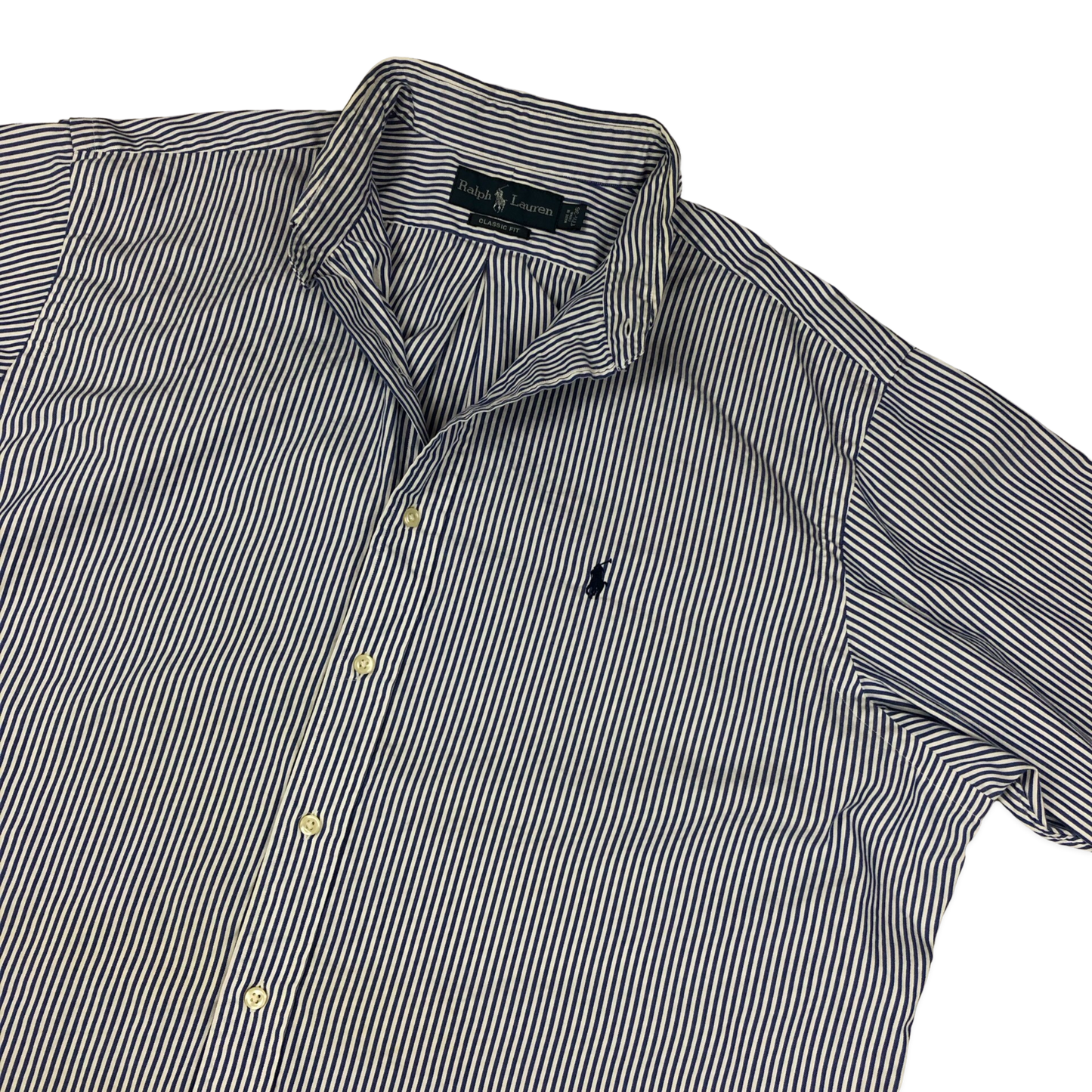 Vintage Ralph Lauren Blue and White Striped Shirt 3XL