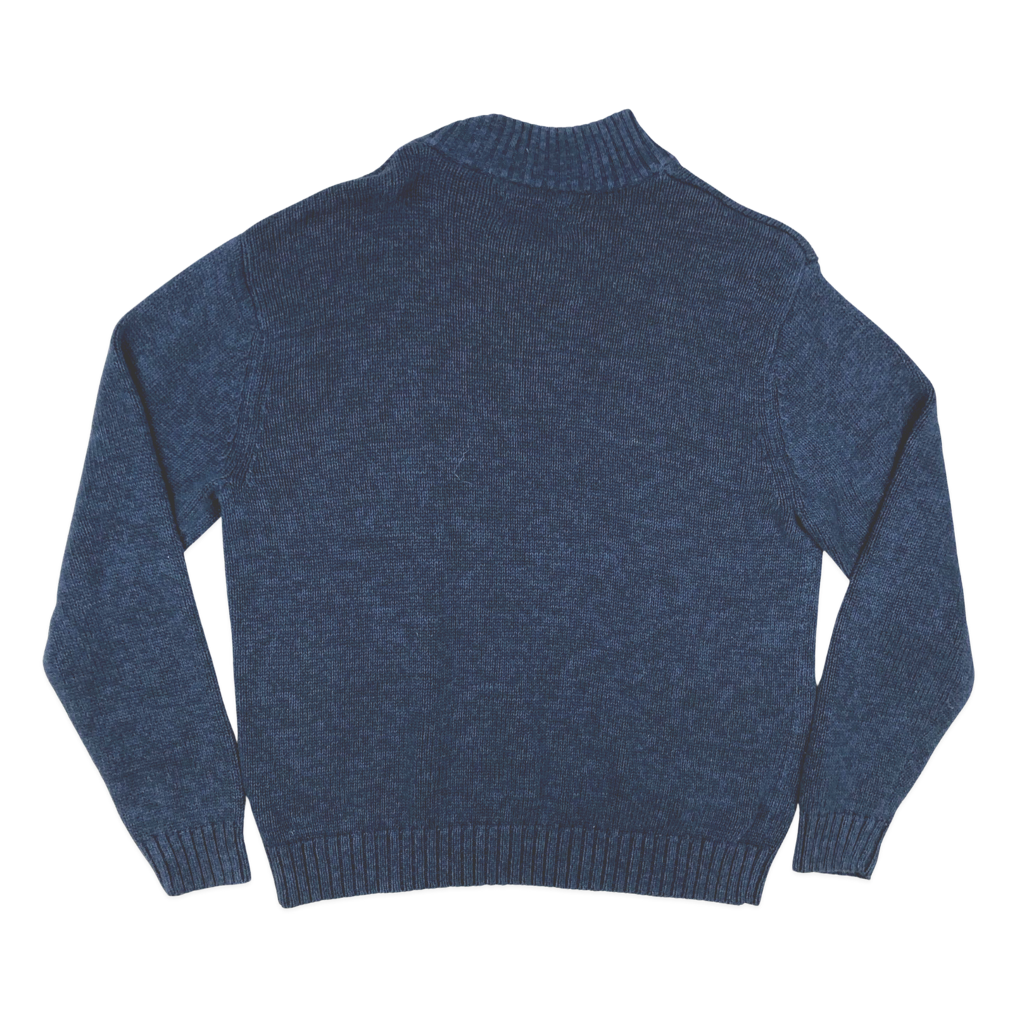Vintage Chaps Navy Knit 1/4 Button Turtleneck Jumper L