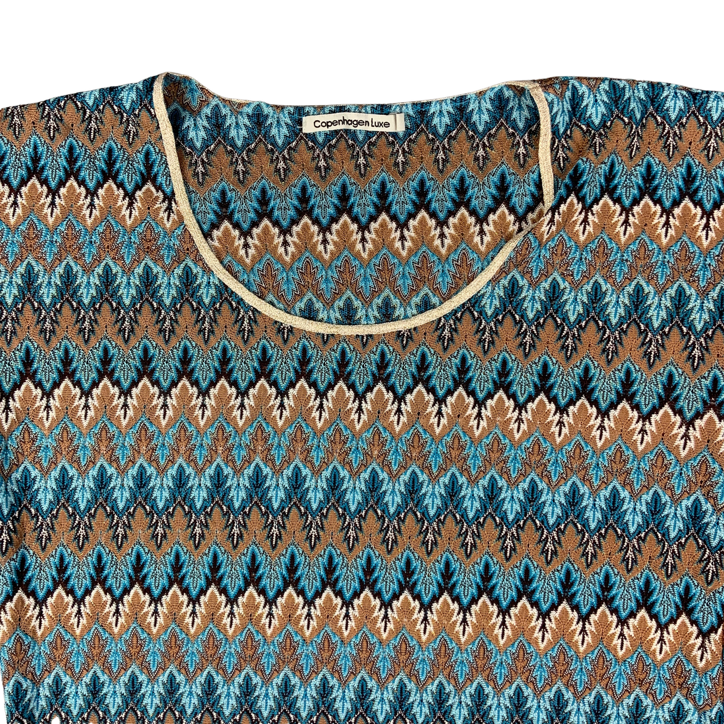 Vintage 'Copenhagen Luxe' Blue Brown Style Tee Shirt 12 14