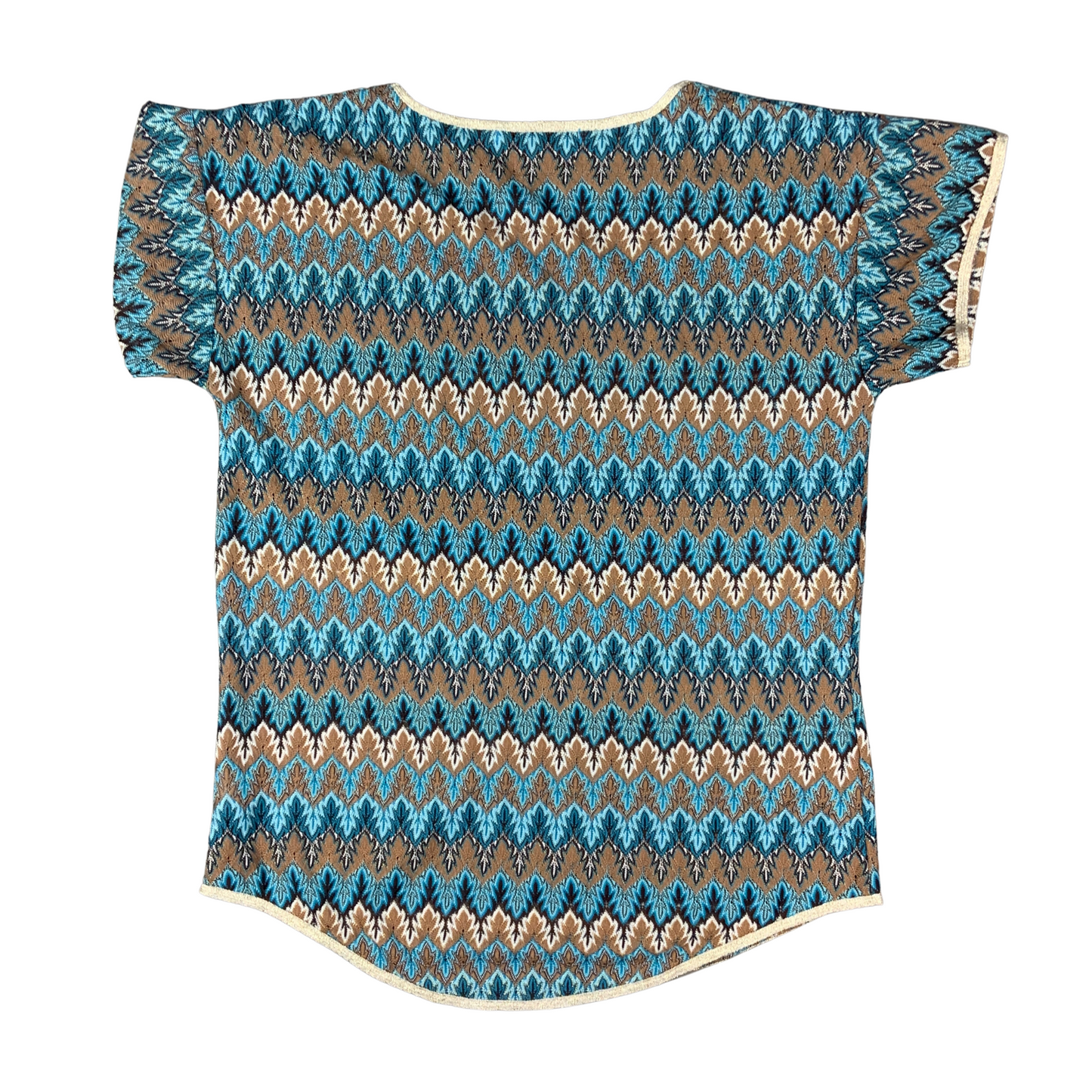 Vintage 'Copenhagen Luxe' Blue Brown Style Tee Shirt 12 14