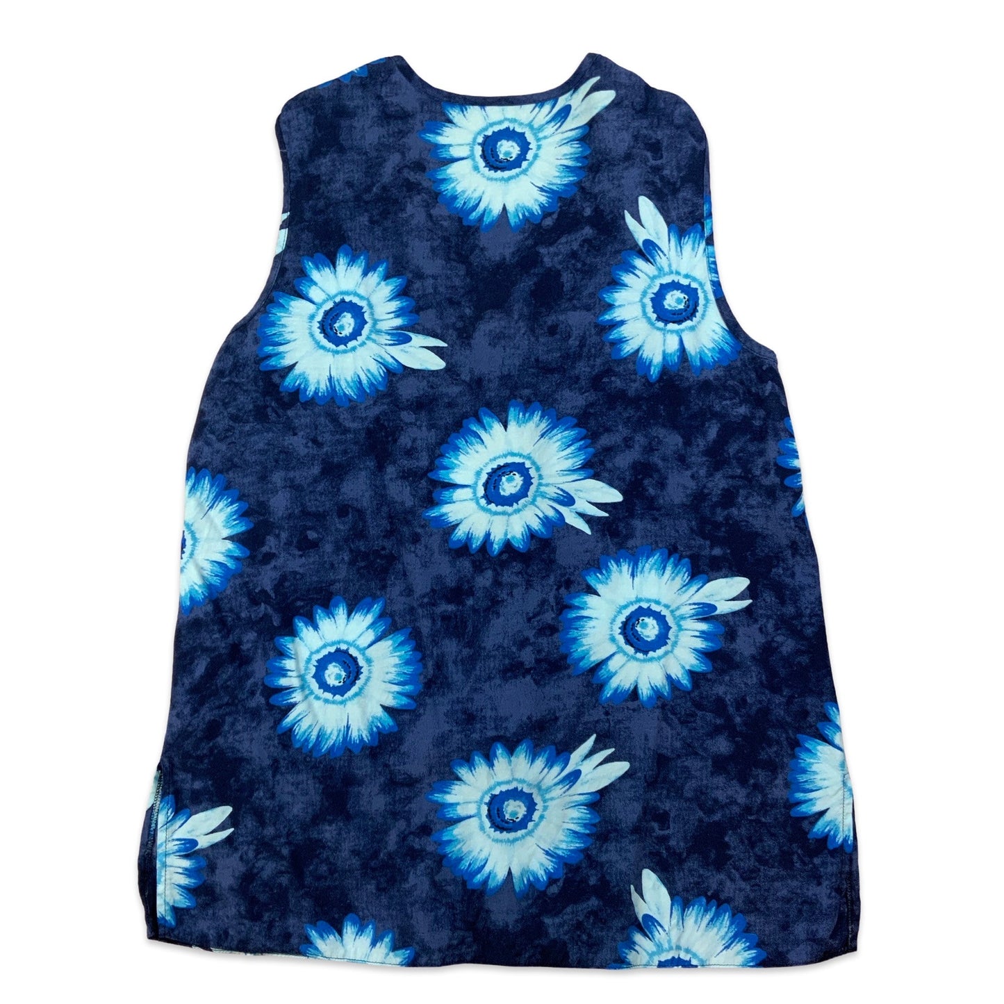 Blue & White Floral Print Sleeveless Blouse 14 16
