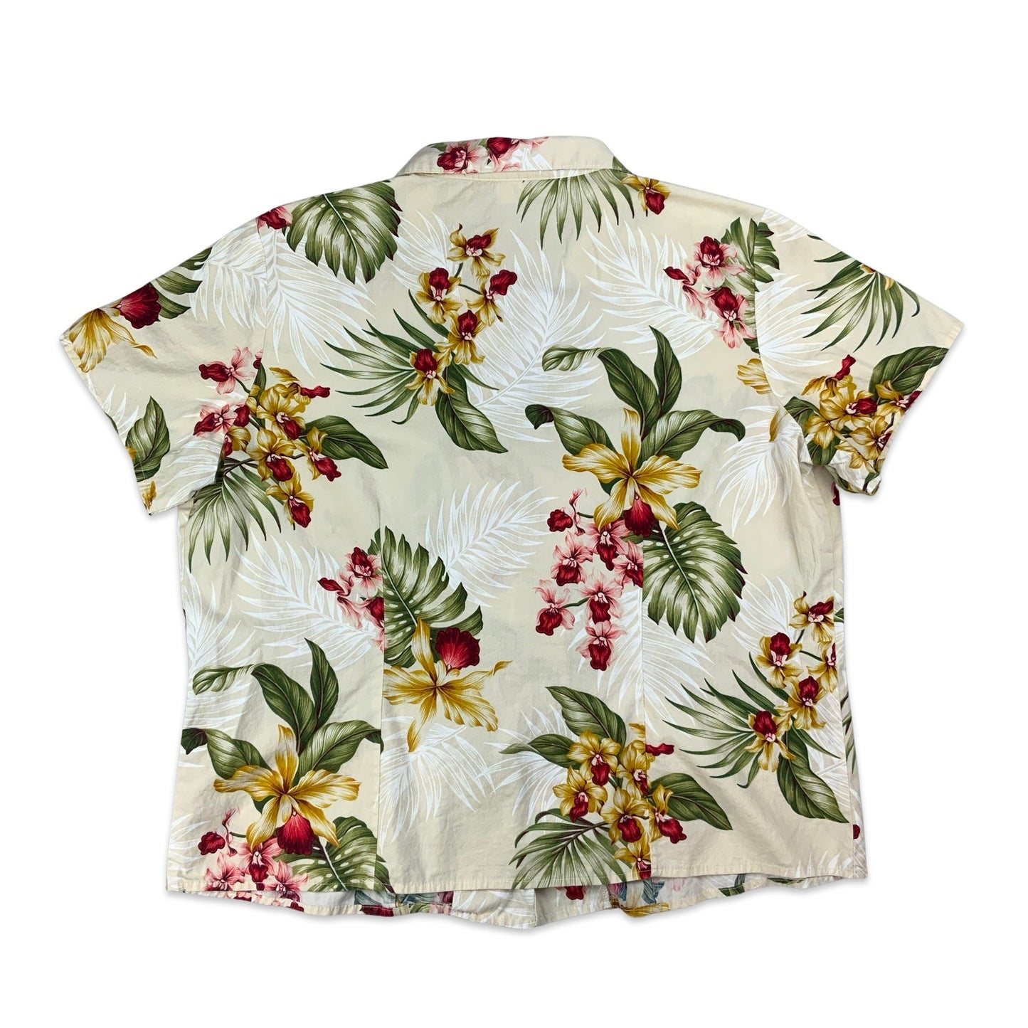 Vintage White Green Red & Yellow Hawaiian Blouse 16 18