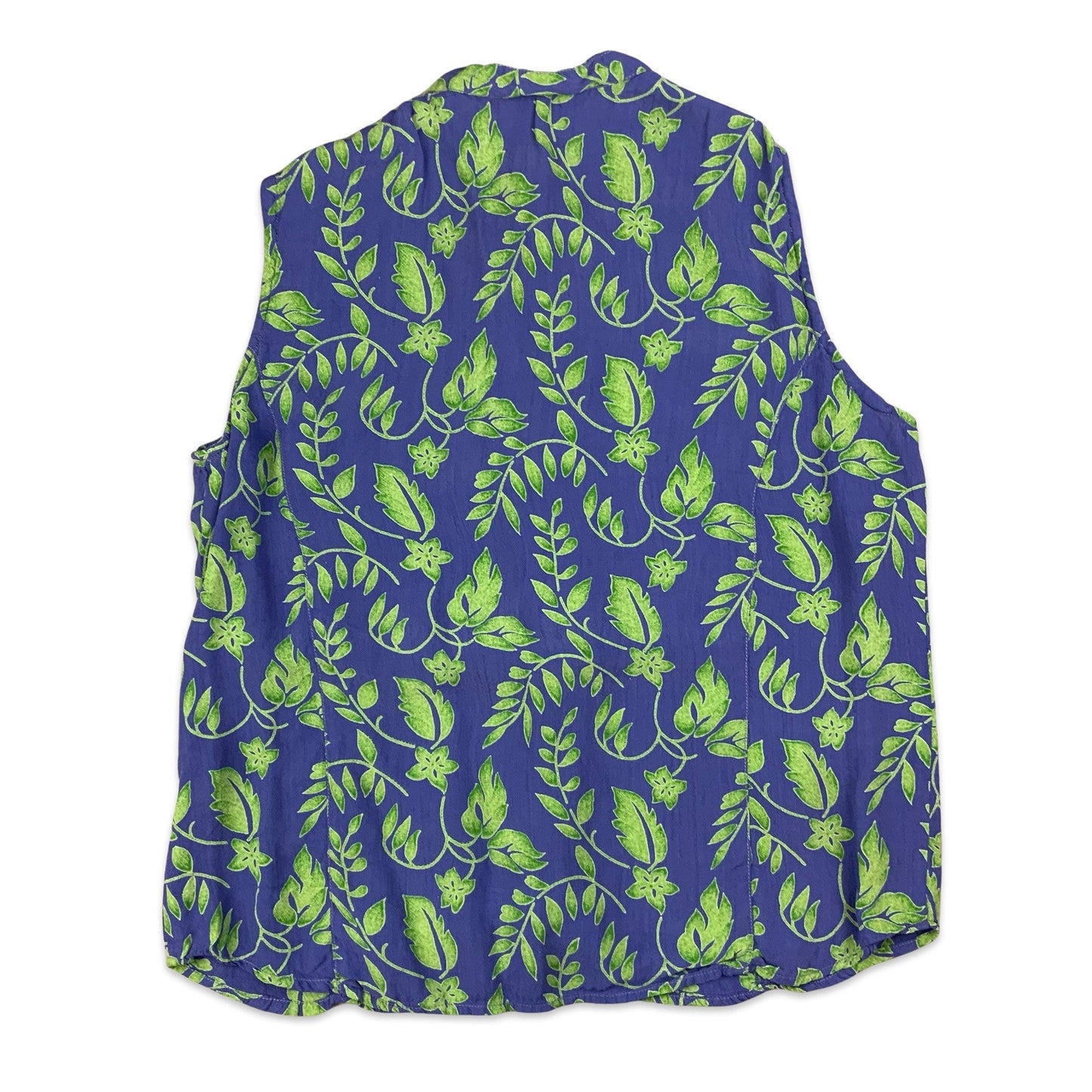 Blue & Green Botanical Print Sleeveless Blouse 12 14