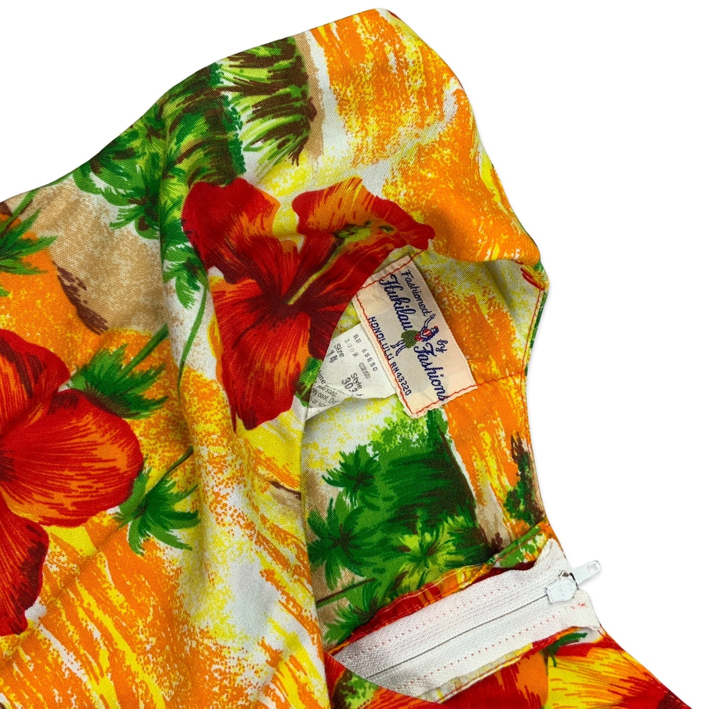 Vintage 60s 70s Hukilau Fashions Hawaiian Sleeveless Dress 8 10