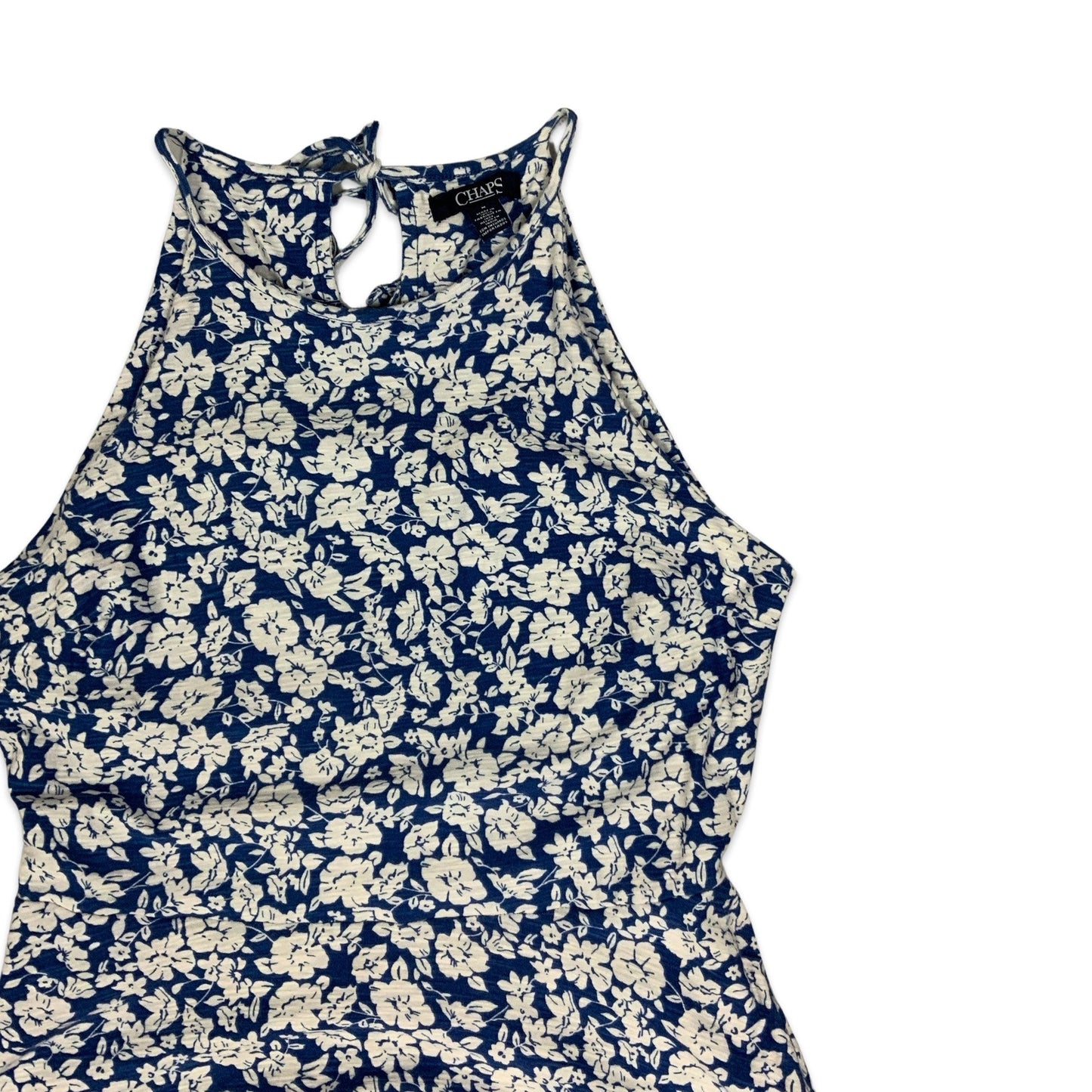 Ralph Lauren Chaps Blue & White Floral Print Sleeveless Dress 8 10