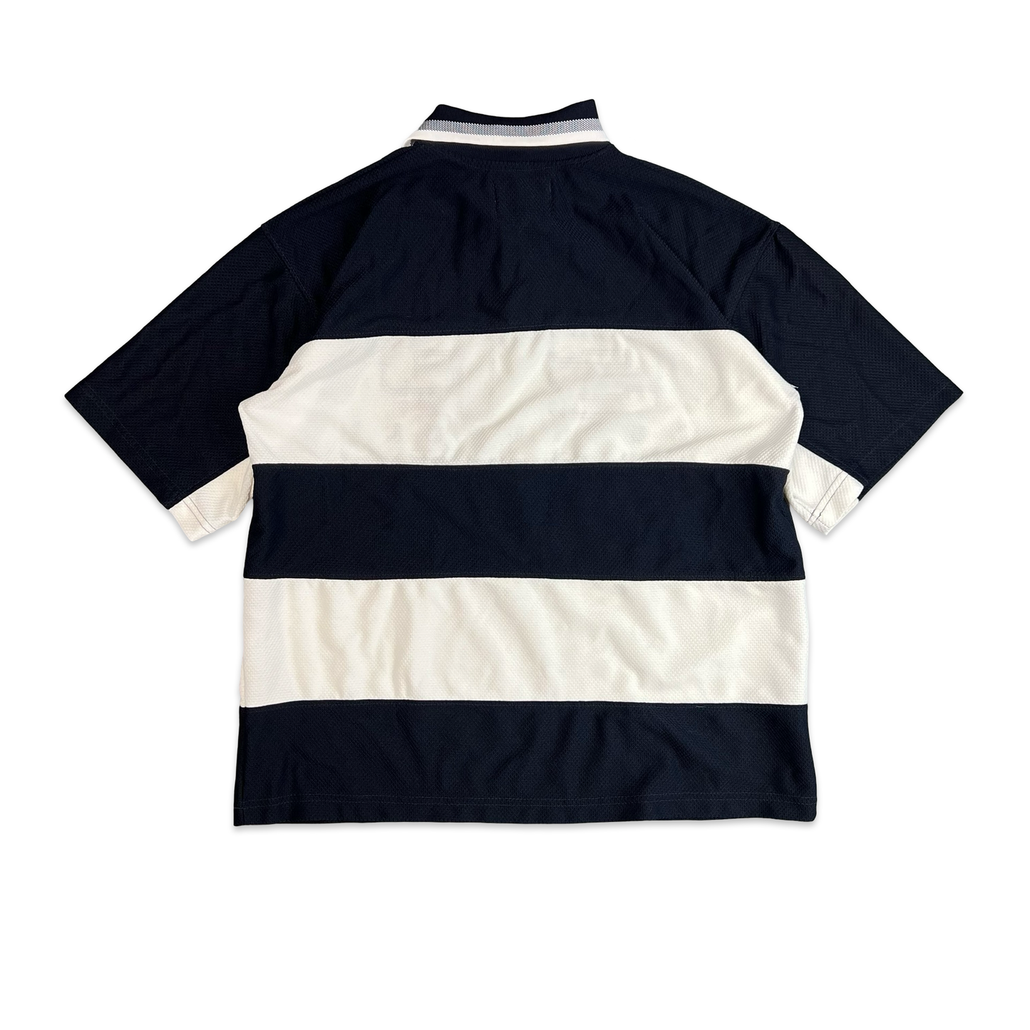 Y2K Southpole Black & White Baggy Striped Polo Shirt XL