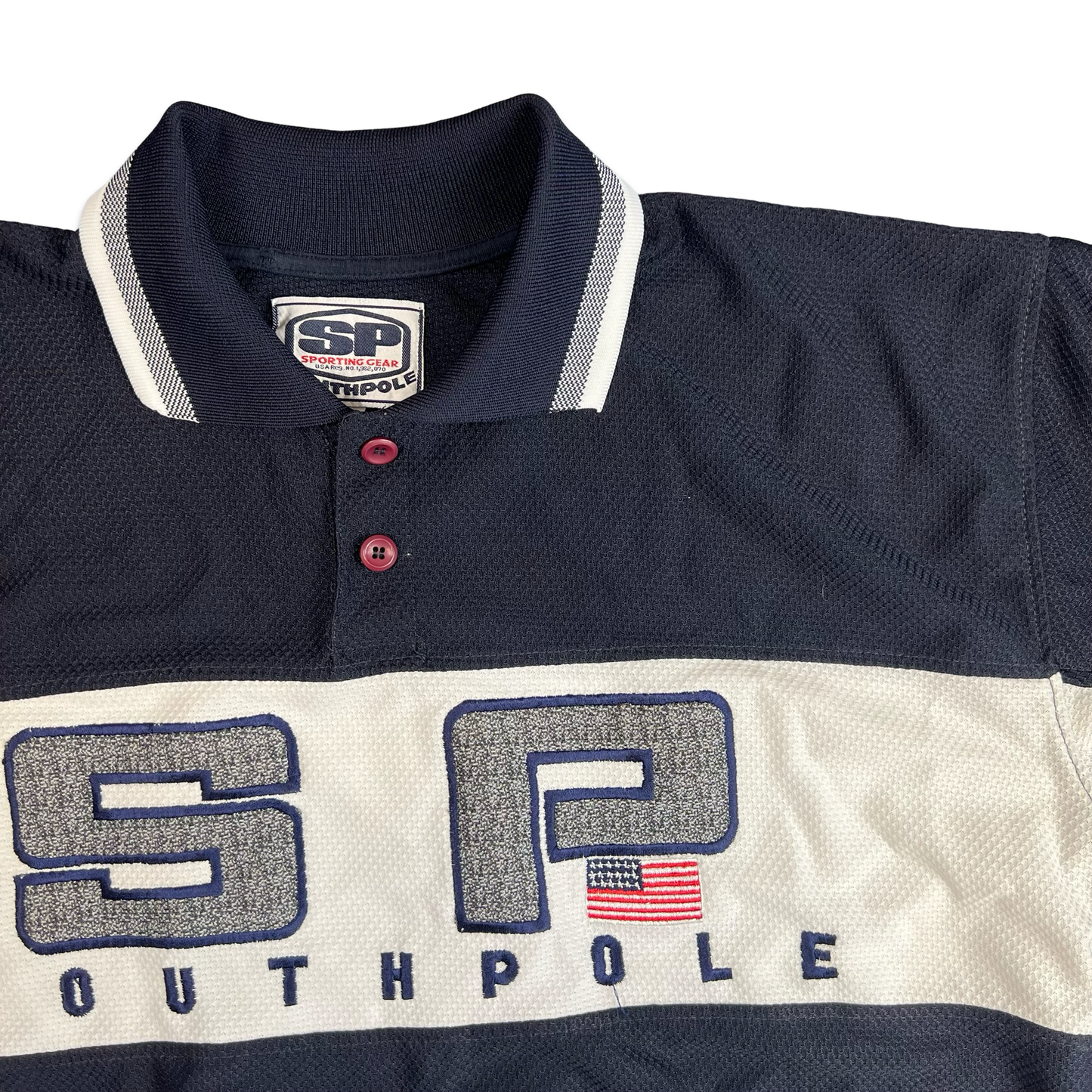 Y2K Southpole Black & White Baggy Striped Polo Shirt XL