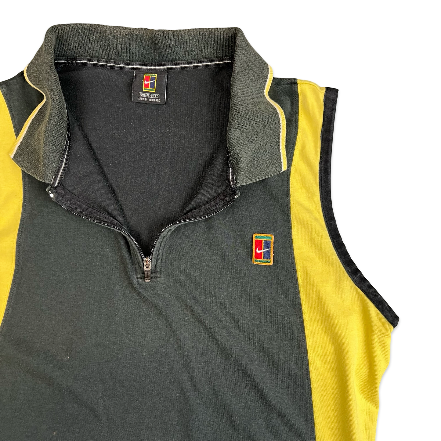 Y2K Nike Black & Yellow Sleeveless Zip Polo Shirt 14