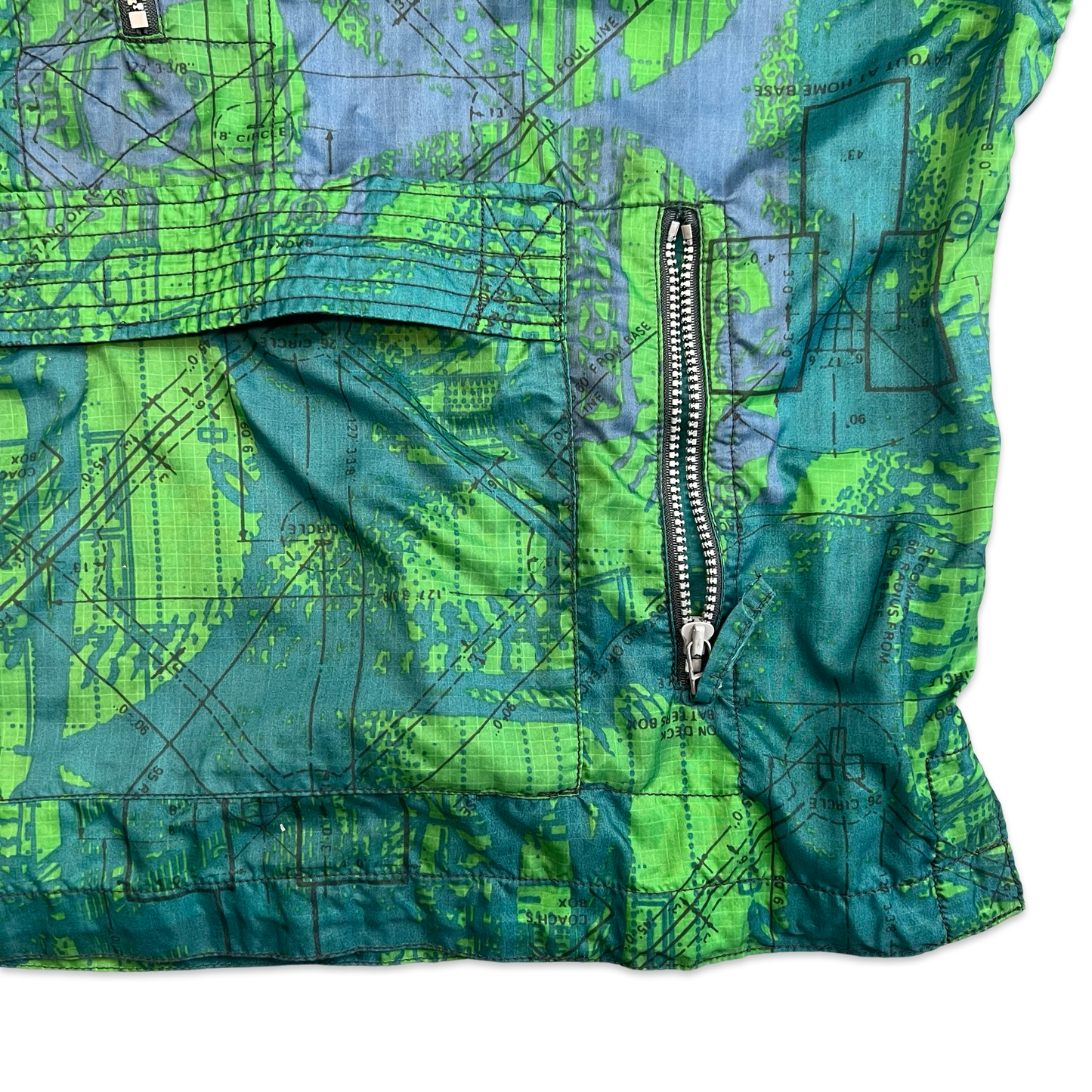 Vintage 90s Nike Green & Blue Crazy Pattern Pullover Anorak Jacket XXL