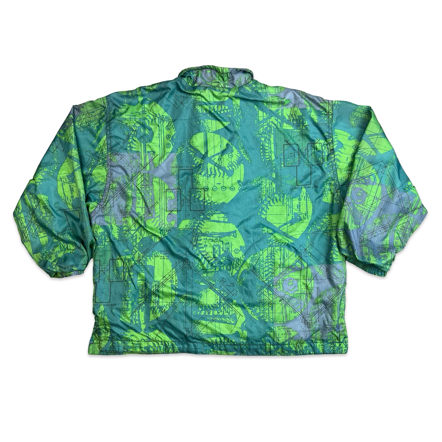 Vintage 90s Nike Green & Blue Crazy Pattern Pullover Anorak Jacket XXL