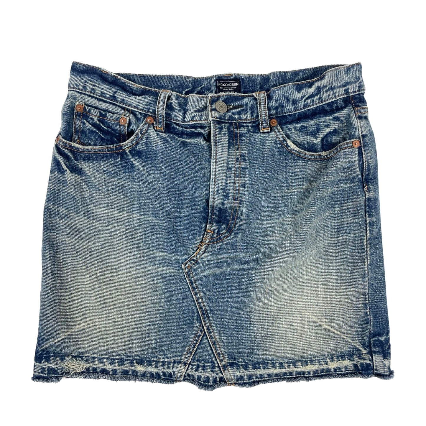 Vintage Y2K Distressed Denim Mini Skirt 14