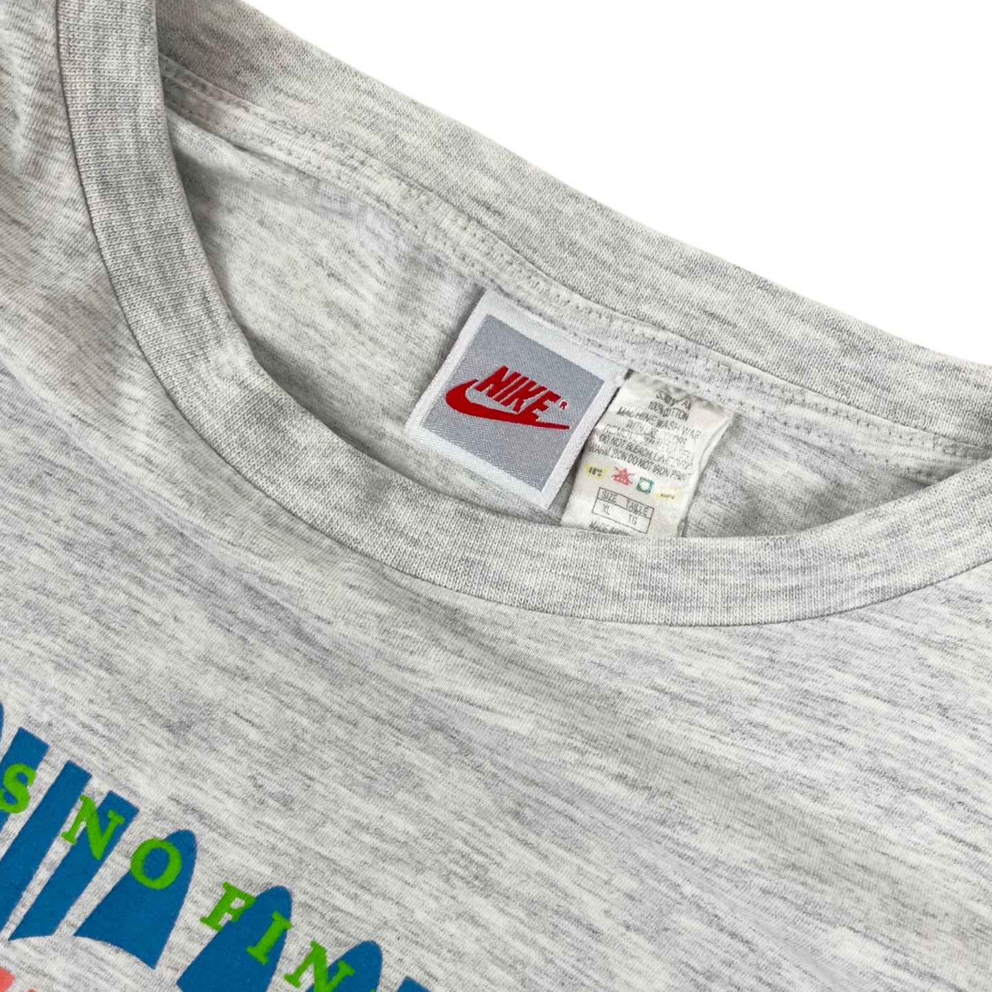 Vintage 90s Nike Grey Multicolour Swoosh Graphic Tee L XL