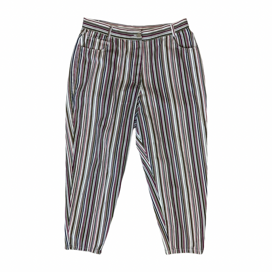 Vintage 80s Women's High Waisted Striped Jeans UK 18