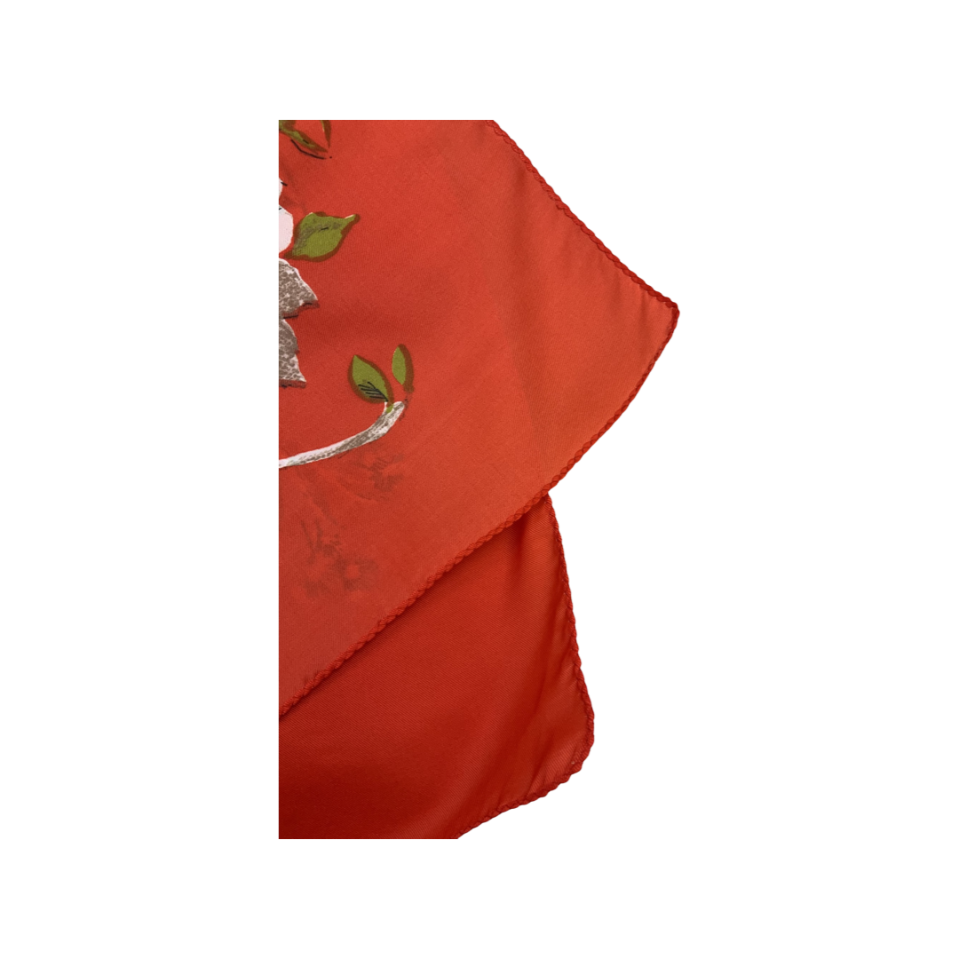 Vintage Red and White Floral Scarf