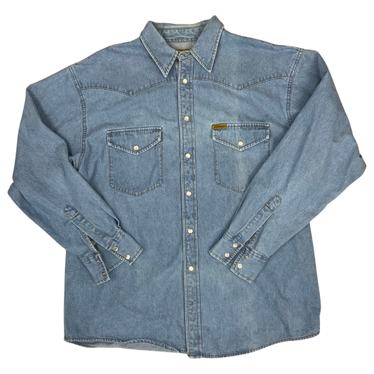 Vintage Maverick Denim Western Shirt Blue L