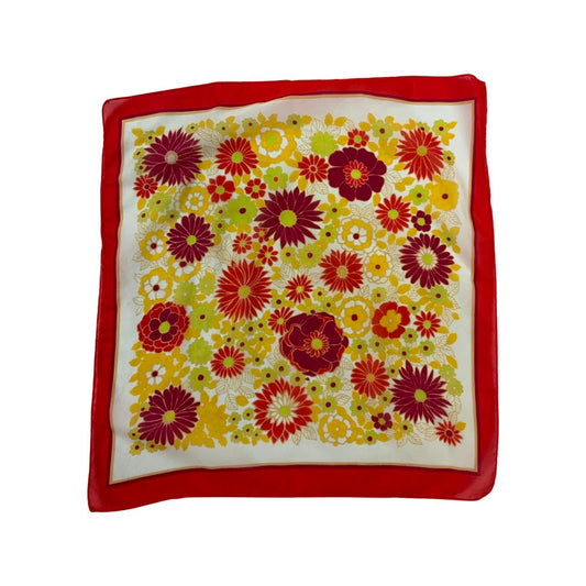Vintage 60s Red Multicolour Chiffon Scarf