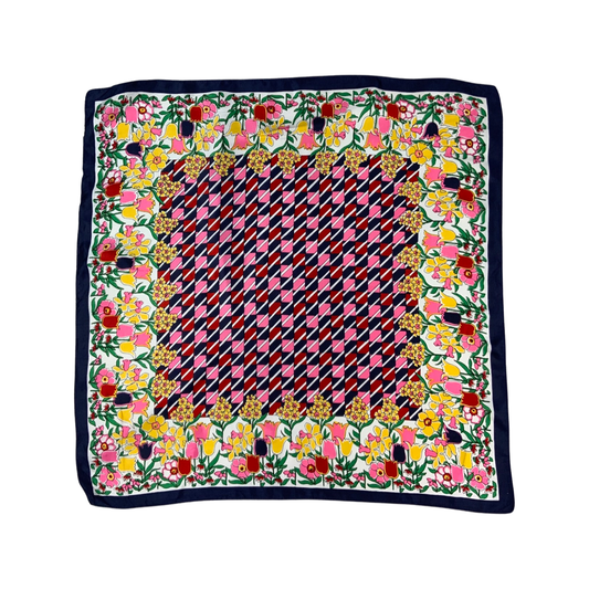 Vintage Floral Checked Scarf