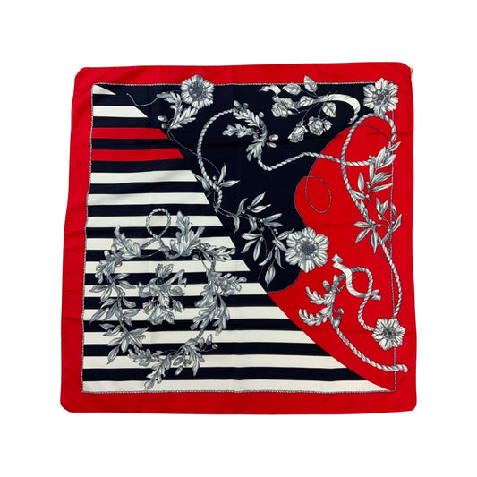 Vintage Navy, Red, and White Floral Scarf