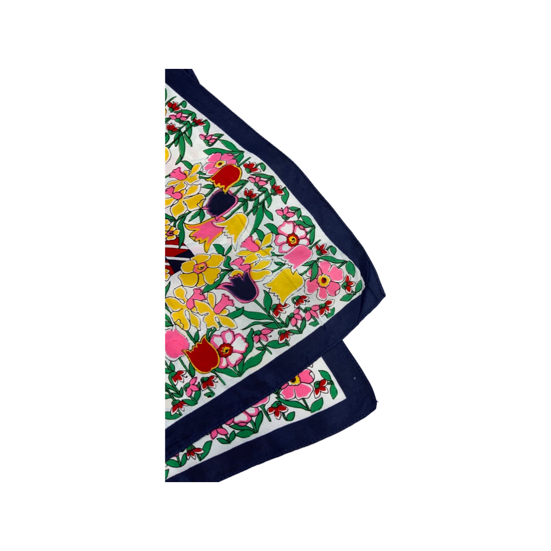 Vintage Floral Checked Scarf
