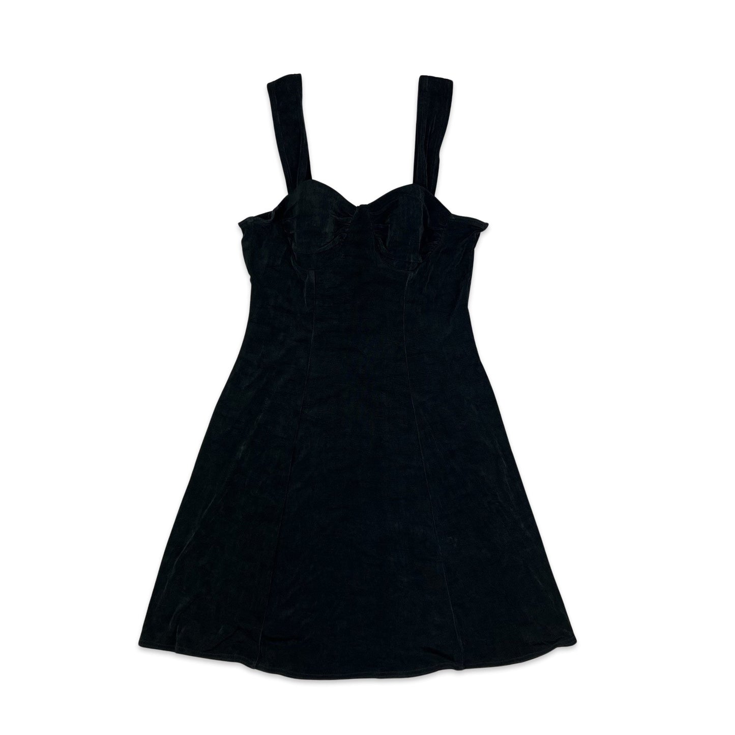 Vintage 90s Skater Dress Black 8 10