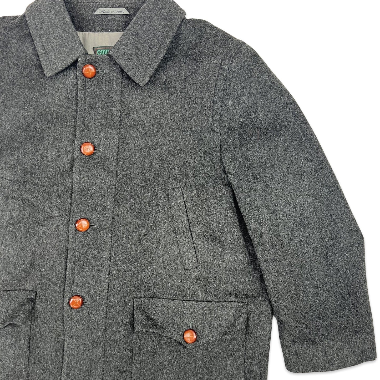 Vintage 80s Wool Midi Coat Charcoal Large