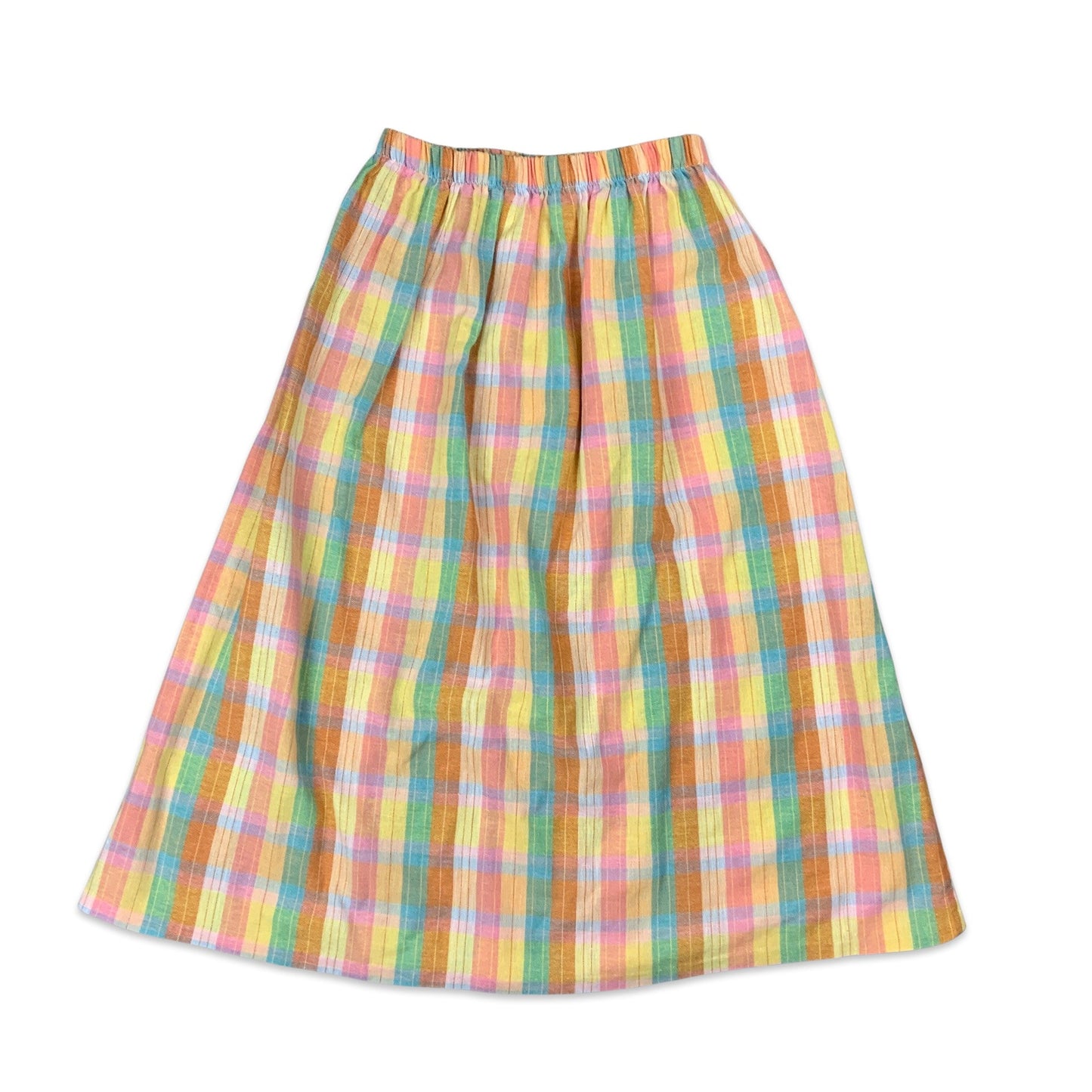 Vintage Pastel Gingham Pocket Midi Skirt 4 6
