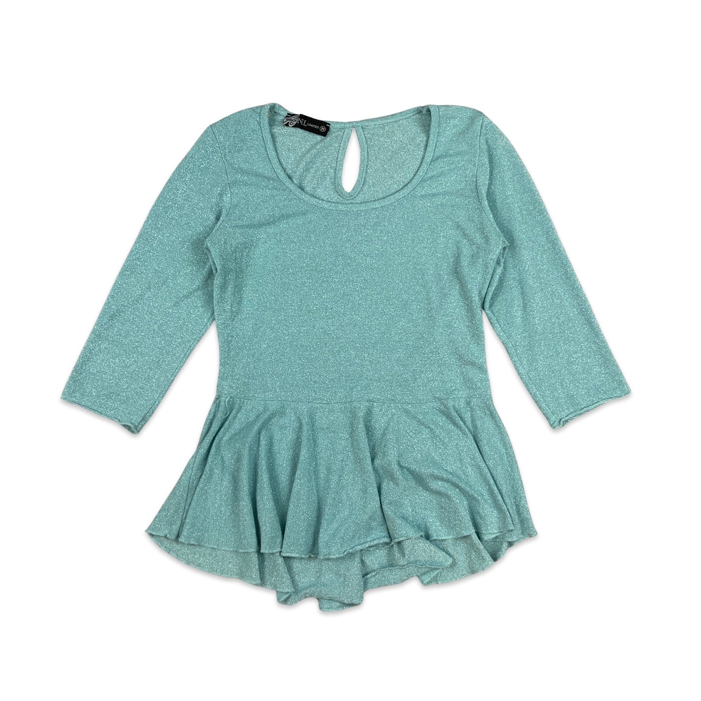 Vintage 90s Light Blue Lurex Blouse 8