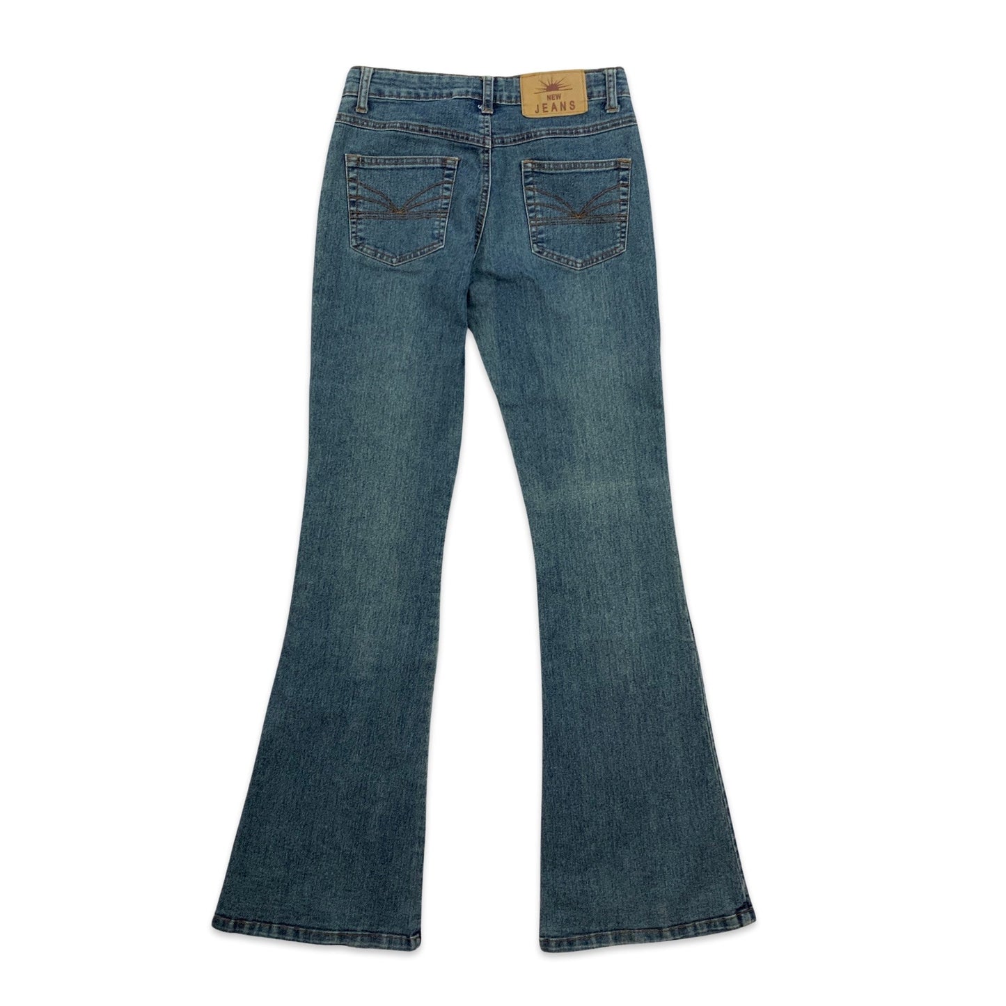 Y2K Mid Wash Flared Jeans with Lace Up Detail