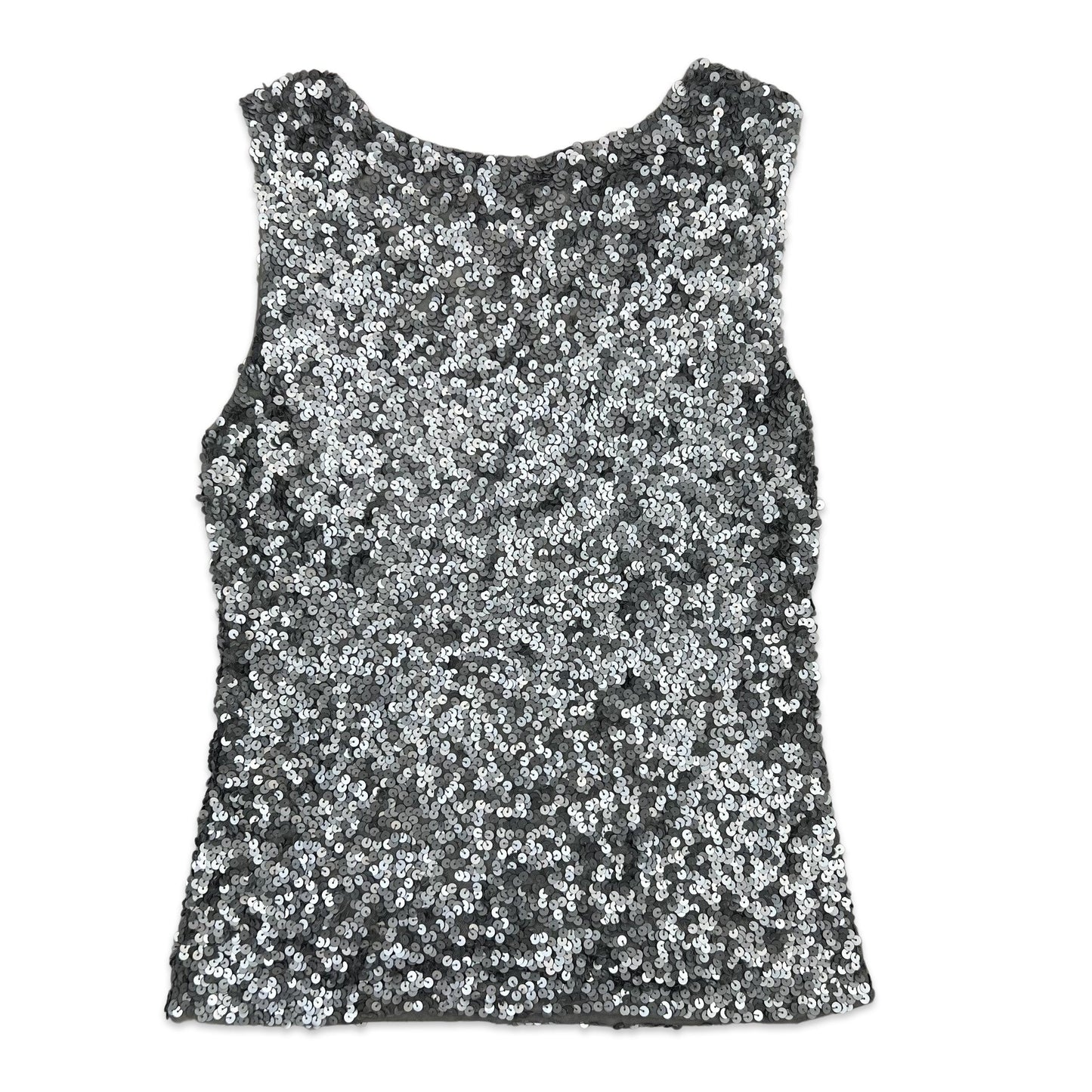 Vintage 90s Y2K Sequin Vest Silver 8 10