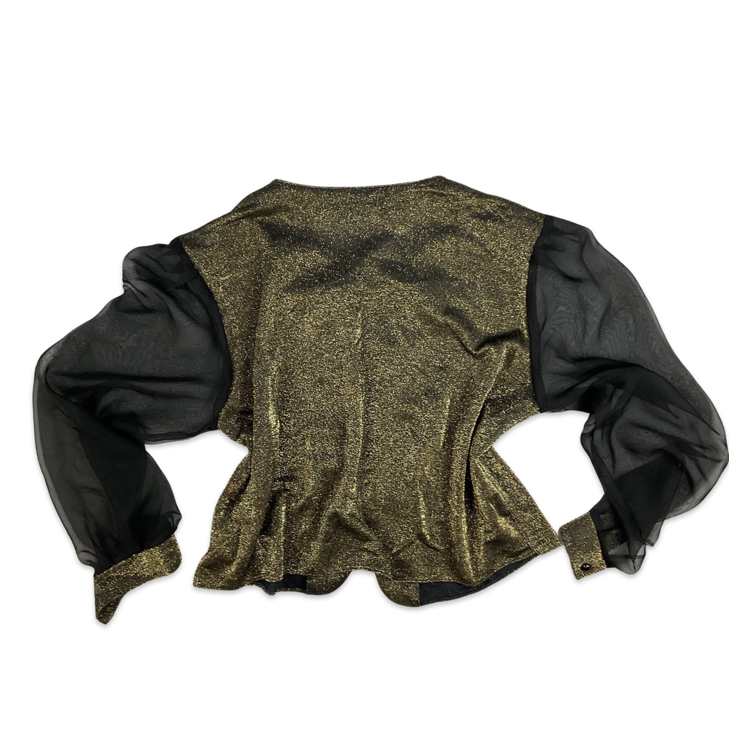 Vintage 90s Lurex Gold Black Shimmer Party Blouse 12 14 16